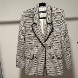 Zara Tweed Blazer in Black and White